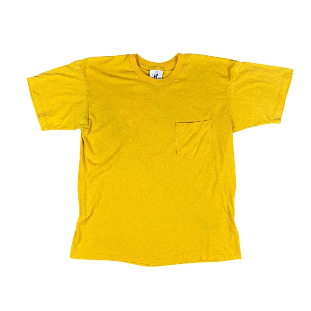 VTG 1980s Gold Pocket T-Shirt Men's Large Single Stitch Made in USA Work Shirt‎